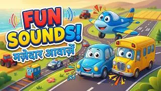 Learn 20 Exciting Vehicles for Kids (2025) | Fun Sounds in English & Hindi! | वाहनों के नाम