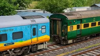 Wap-7 Coupling Icf Garib Rath To LHB Hamsafar Express | Bumpy Railroad Crossing tracks 