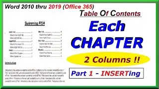 How to INSERT a 2 Column Table of Contents in EACH CHAPTER  : Word 2010 thru 2019