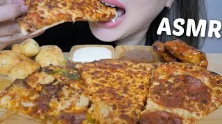 Assorted Hand Tossed PIZZA with Sweet Habanero Wings ASMR *NO Talking Eating Sounds | N.E