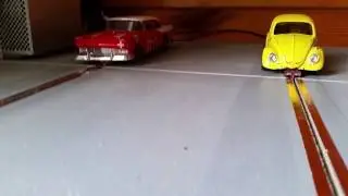 Homemade slotcar track first run...