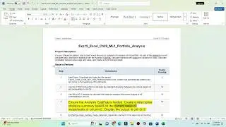 Exp19_Excel_Ch08_ML1_Portfolio_Analysis | Exp19 Excel Ch08 ML1 Portfolio Analysis