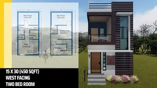 15x30 West Facing Duplex Model House design |450 SQFT| 2B2HK Plan|3DVASAL