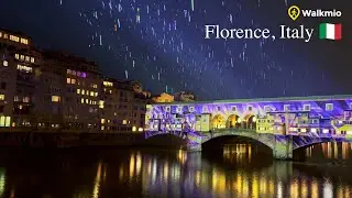 🇮🇹 Florence, Italy Christmas Walk in the Rain | Light Shows at Ponte Vecchio & Palazzo Vecchio