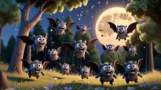 Seven Little Bats Fly at Night | Counting Song for Kids | Learn Numbers with Bats and Night Fun