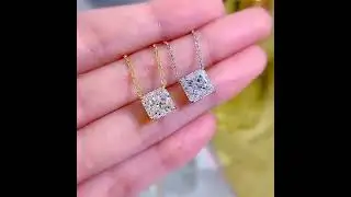Radiant Cut Zirconia Single Stone Pendant Necklace