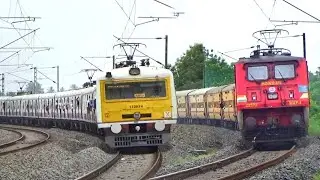 Quick Accelerating EMU Local & Furious Express Trains Skip Huge Curve Back to Back | Indian Railways