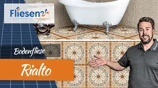 Natursteinoptik Rosone aus Feinsteinzeug | Rialto 88x88 cm | partiell marmoriert mit Struktur