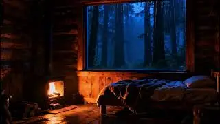 For Nights You Can’t Unwind 🌙 Rain & Fireplace in a Cozy Cabin