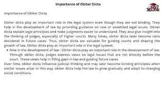 Importance of Obiter Dicta