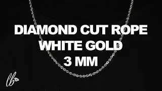 LoveBling White Gold 3mm Diamond Cut Rope Chain Necklace with Lobster Lock (Available 18