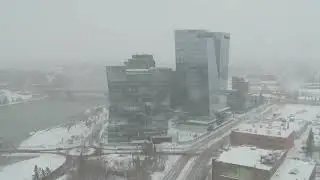 Saskatoon Skyline - Blowing Snow on a Cold Winter Day