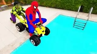 HULK PUSH Spiderman INTO POOL?! w/ Joker, Baby Funny Movie Toys Police Cars Video FUN in Real Life