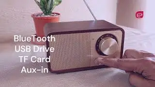 Efillooc JY-66 Retro FM Radio Bluetooth Wireless Speaker Wood Finish 5W