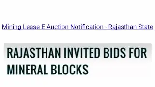 Rajasthan State Mineral Block E - Auction Notification