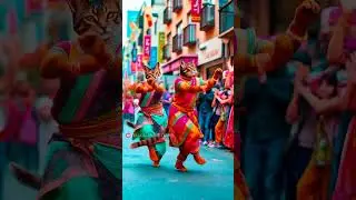 Two cats dance for folk song #trending #3danimation #viralshorts #short #animation #cat #dance #ai