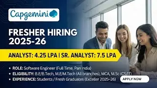 Capgemini Exceller 2025&ndash;26 Hiring | Software Engineer | ₹4&ndash;7.5 LPA | Freshers Apply #fresherjobs 
