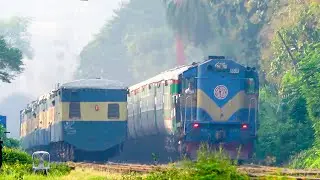 Perfect Running Train Crossing between Upaban Express & Nilsagar Express Train || Bangladesh Railway