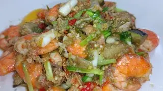 Resep mudah || udang terong dan daun bawang enaknya nampol dimakan selagi hangat