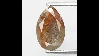 2.09 CT Pear Shape Rustic Diamond: Red Grey Engagement Ring Stone