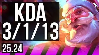 BRAUM & Sivir vs BLITZCRANK & Samira (SUP) | Good KDA: 3/1/13 | BR Grandmaster | 25.24