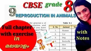 CBSE grade 8 reproduction in animals Full chapter with exercises in malayalam