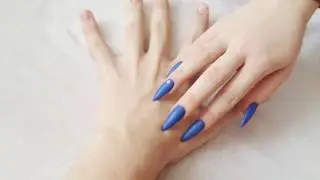 Long Sharp Blue Nails & Arm 🤚🏻 Scratching | ASMR