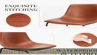Bar Stools Set of 2, Counter Height Bar Stools with Back, 26 inch Armless Industrial Faux Leather B