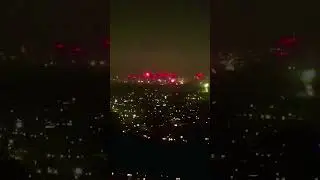 Drone view of Manchester City Centre fireworks New Year&rsquo;s Eve 2025 (poor quality! - sorry!)