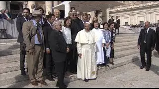Pope Francis greets winners of the 