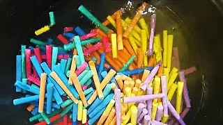 Playing with 100+ Colourful School Chalk Sticks in Water &bull; Sizzling & Breaking Sounds of Chalk 🌈