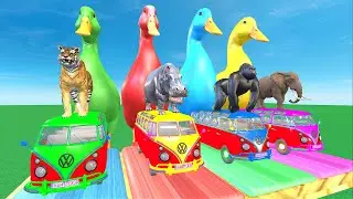 Long Slide Game Cow, Lion, Elephant and Gorilla Hippopotamus Tiger 3d Animal Game Funny 3d Animals