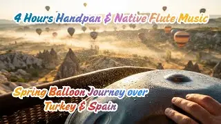 4 Hours Handpan & Native Flute Music: Spring Balloon Journey over Turkey & Spain 🎈