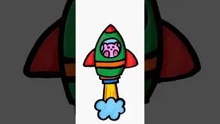 How to draw a #cartoon rocket 🚀 #drawing #easydrawing #howtodraw #coloringeasy #forkids #kiddraws