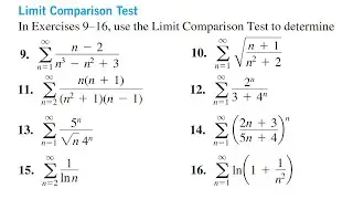 Limit Comparison test for convergence and divergence of series Thomas calculus Exercise 10.4 # 9-16
