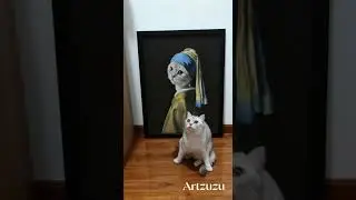 My Cat Meets His Painting Twin 🐾 | Artzuzu Custom Pet Portrait Reveal