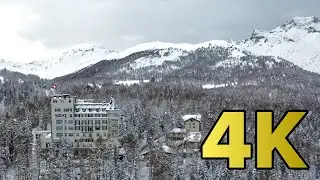 4K Switzerland: flight over Winter Wonderland in Grisons - Sils Maria
