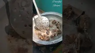 Frying goat meat