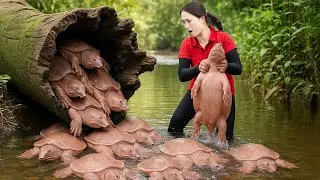 Harvesting giant stone turtles and selling them at the market | village life