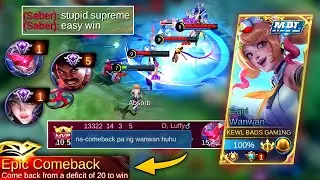TOP 1 SUPREME WANWAN SATISFYING COMEBACK! - BEST POSITIONING IN EVERY CLASH TO VICTORY! - MLBB