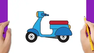How to draw a scooter motorcycle easy