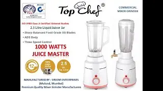 Top Chef  Big Master Juicer 1000 watts Mixer Grinder With 100% Pure Copper Heavy duty Motor