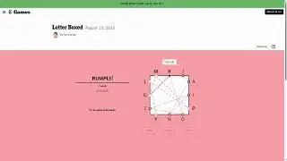 AI Solve New York Times  Daily Letter Boxed Puzzle: 8/13/2025 (ASMR)