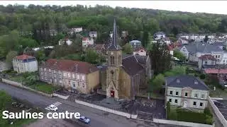 VUE AERIENNE CENTRE VILLE SAULNES - SITE EXTRACTION DES LAITIERS
