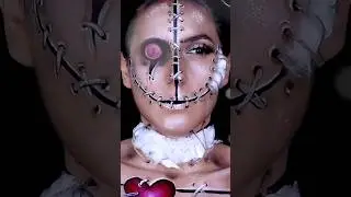 Voodoo Doll Makeup 🧵🎃 #halloweenmakeuplook