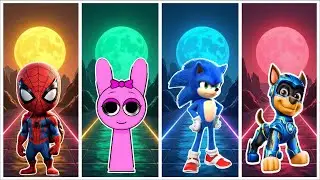 Spidey 🆚 Spurunki 🆚 Sonic 🆚 Paw Patrol in Tiles Hop EDM Rush🎶#1