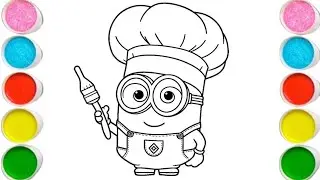 Minion Drawing, Painting and Coloring for Kids and Toddlers, Let's Draw Together 