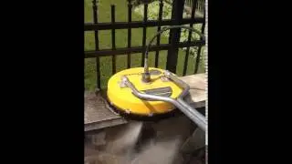Surface cleaning natural stone wall