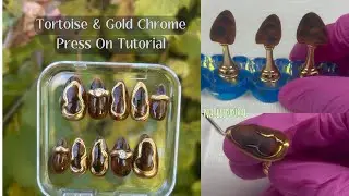 Relaxing ASMR Press-On Nails | Gold Chrome & Tortoise DIY Gel Tutorial