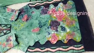 Vibrant criss cross kameez chak design design making|| printed front chalk daman design with layers